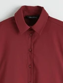 LCW EVERYDAY Bordo Poplin Kadın Gömlek thumbnail 6