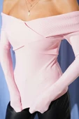 Madonna Çapraz Yaka Bluz Pembe thumbnail 4