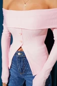 Madonna Yaka Düğmeli Bluz pembe thumbnail 2