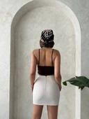 Önü büzgülü etek bej s24222 thumbnail 5