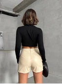 Tokalı deri şort h24444 thumbnail 3