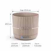 KRS-264 Zeraf Dekoratif Tabaklı Lüks Saksı Takımı 7.2 Lt No:4 Bej 6 Adet thumbnail 2