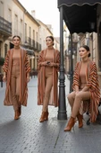 Taba Çizgili  Tesettür Hırka - 10100 thumbnail 3