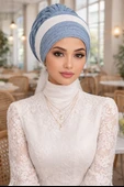 Bebe Mavi Işıltılı Piliseli Fularlı Bone thumbnail 1