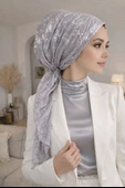 Gümüş Varaklı Eşarp Bone thumbnail 1
