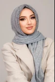 Gri Kürk Kapüşonlu Çıtçıtlı Şal thumbnail 3