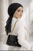 Siyah Dantel Eşarp Bone thumbnail 1