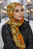Turuncu Desenli Tesettür Bere thumbnail 1