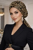 Siyah Gold Payet İşlemeli Eşarp Bone thumbnail 3