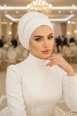 Beyaz Taşlı Atkılı Abiye Bone thumbnail 2