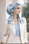 Mavi Batik Desen Eşarp Bone thumbnail 2