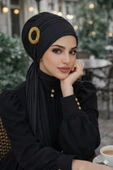 Siyah Gold Tokalı Atkılı Bone thumbnail 1