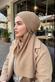 Bej Triko Kelebek Bone Şal thumbnail 2