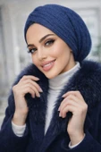 Lacivert Triko Büzgülü Salaş Bone thumbnail 1