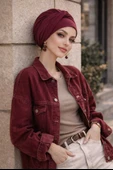 Bordo Burgu Detaylı Bone thumbnail 1