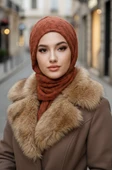 Taba Desenli Yumoş Kelebek Bone Şal thumbnail 2