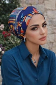 Lacivert Suluboya Desen Çapraz Bone thumbnail 1