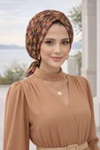 Kahve Çıtır Çiçek Desen Tokalı Bone thumbnail 3