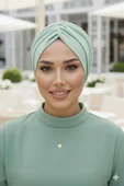 Mint Yeşili Büzgülü Salaş Bone thumbnail 3