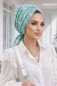 Turkuaz Çiçek Desen Tokalı Bone thumbnail 2