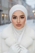 Beyaz Hazır Atkılı Tesettür Bone thumbnail 2