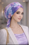 Lila Beyaz Batik Çapraz Bantlı Bone thumbnail 1