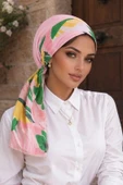 Pudra Yaprak Desen Eşarp Bone thumbnail 1