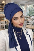 Lacivert Çizgili Atkılı Bone thumbnail 3