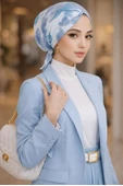 Mavi Beyaz Batik Çapraz Bantlı Bone thumbnail 2