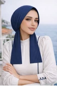 Lacivert Çizgili Eşarp Bone thumbnail 2