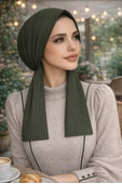 Haki Çizgili Eşarp Bone thumbnail 2