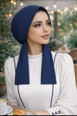 Lacivert Çizgili Eşarp Bone thumbnail 1