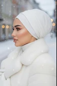 Beyaz Hazır Atkılı Tesettür Bone thumbnail 3