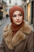 Taba Desenli Yumoş Kelebek Bone Şal thumbnail 1