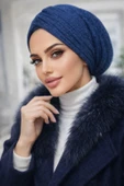 Lacivert Triko Büzgülü Salaş Bone thumbnail 2