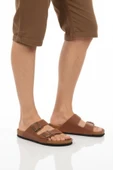 Taba Çift Bantlı Erkek Düz Terlik thumbnail 1