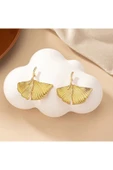 Gold Ginkgo Yaprağı Küpe thumbnail 3