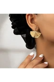 Gold Ginkgo Yaprağı Küpe thumbnail 2