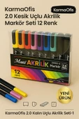 2.0 Kalın Uçlu Akrilik Markör Seti 12 Renk thumbnail 1