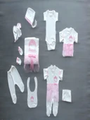Taçlı Prensesim Nakışlı  10lu Zıbın Takımı Hastane Çıkışı Pembe thumbnail 1