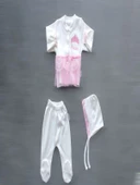 Taçlı Prensesim Nakışlı  10lu Zıbın Takımı Hastane Çıkışı Pembe thumbnail 4