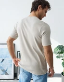 Erkek Taş Fitilli Henley Yaka Basic Tişört thumbnail 3
