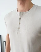 Erkek Taş Fitilli Henley Yaka Basic Tişört thumbnail 2