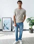 Erkek Taş Fitilli Henley Yaka Basic Tişört thumbnail 4