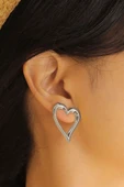 Silver Küçük Kalp Minimal Küpe thumbnail 1