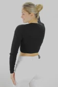 Kadın Modern Stil Crop Triko Siyah thumbnail 1