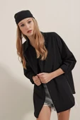 Kadın Salaş Stil Siyah Oversize Uzun Basic 3900 Gömlek thumbnail 1