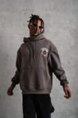Baskılı Erkek Gri SCHOOL BOY Kapüşonlu Sweat thumbnail 1