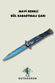 Mavi Renkli Gül Kabartmalı Çakı thumbnail 1