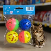 4'lü Çıngıraklı Top Kedi Oyuncağı thumbnail 1